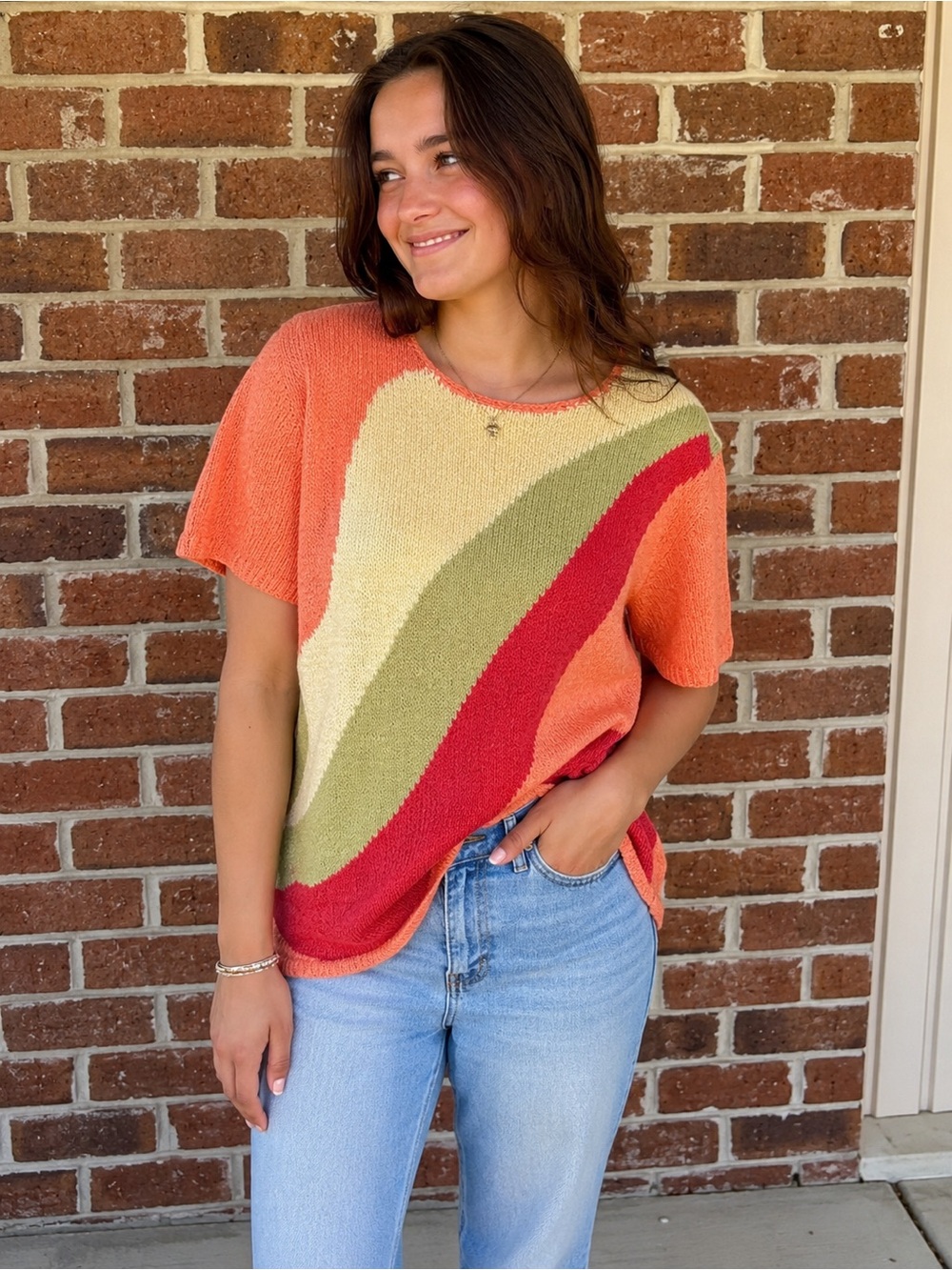 Requirements Colorblock Ramie Blend Knit Sweater XL | Retro Abstract Vintage